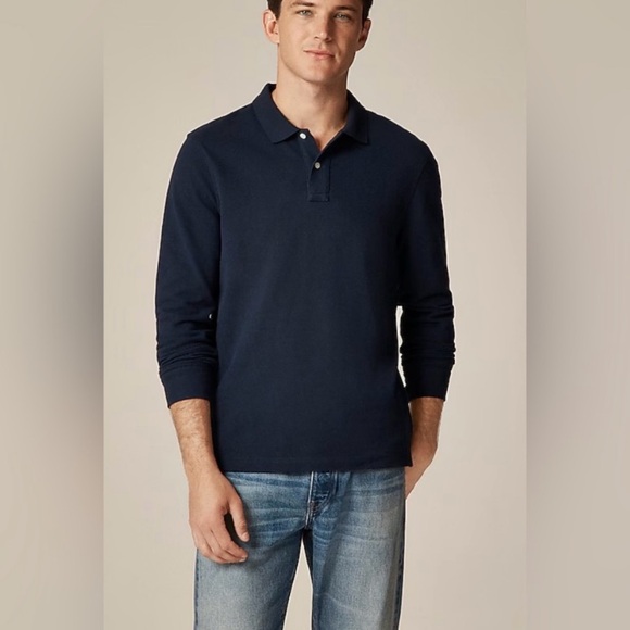 J.Crew Slim Long-Sleeve Classic Piqué Polo Shirt - Picture 4 of 16